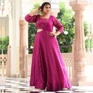 Meera Plus Size Store Indian cocktail dress- Jazberry Jam Chinon- Size 5XL
